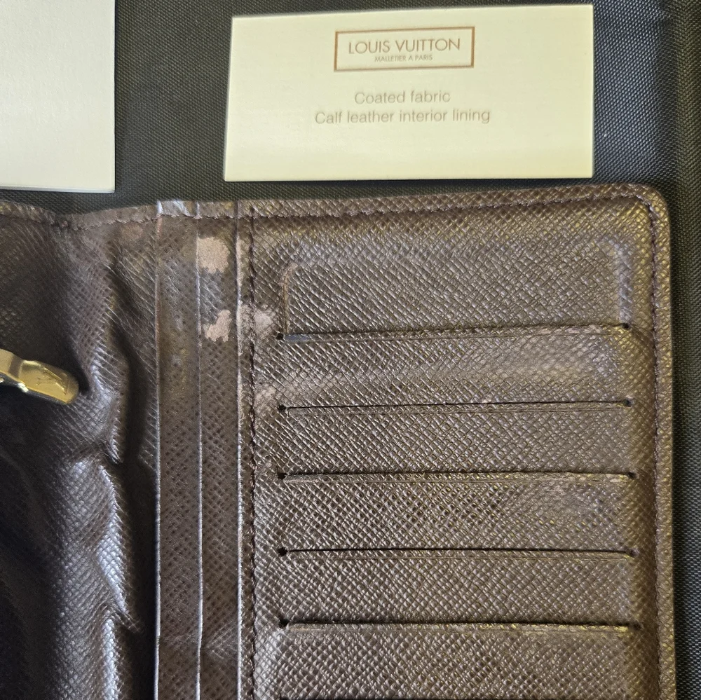 100% LV Damier Portefeuille Ebene Bi-Fiold Long Wallet #SP4140